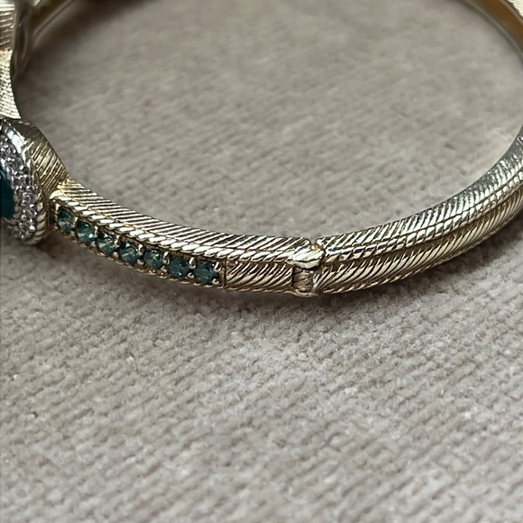 Judith Ripka Chalcedony & Chrome Diopside Gold Clad Sterling Bangle Cuff - Picture 10 of 16